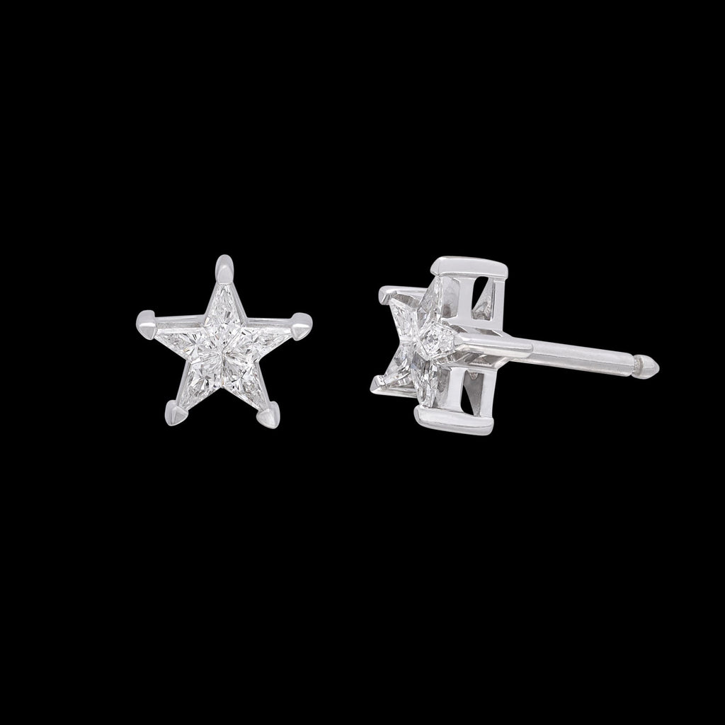 Diamond and White Gold Star Earrings