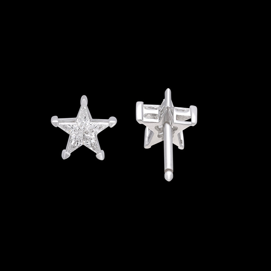 Diamond and White Gold Star Earrings