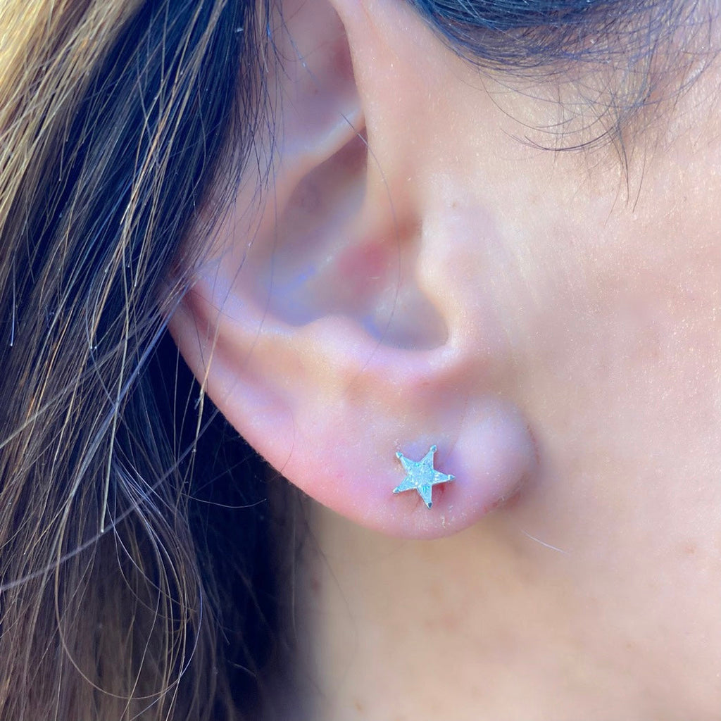 Diamond and White Gold Star Earrings