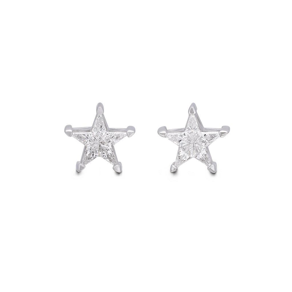 Diamond and White Gold Star Earrings