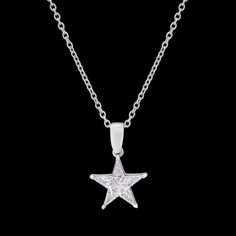 Diamond and White Gold Star Pendant Necklace