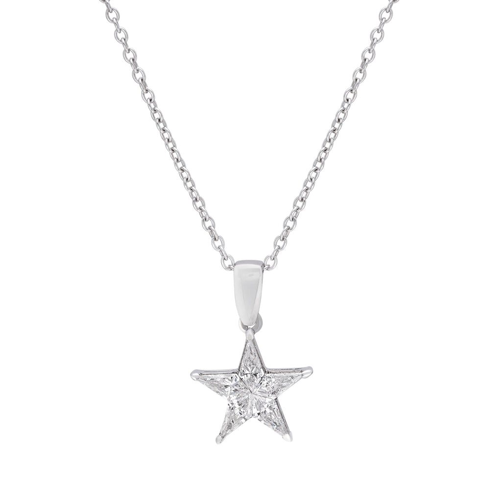 Diamond and White Gold Star Pendant Necklace