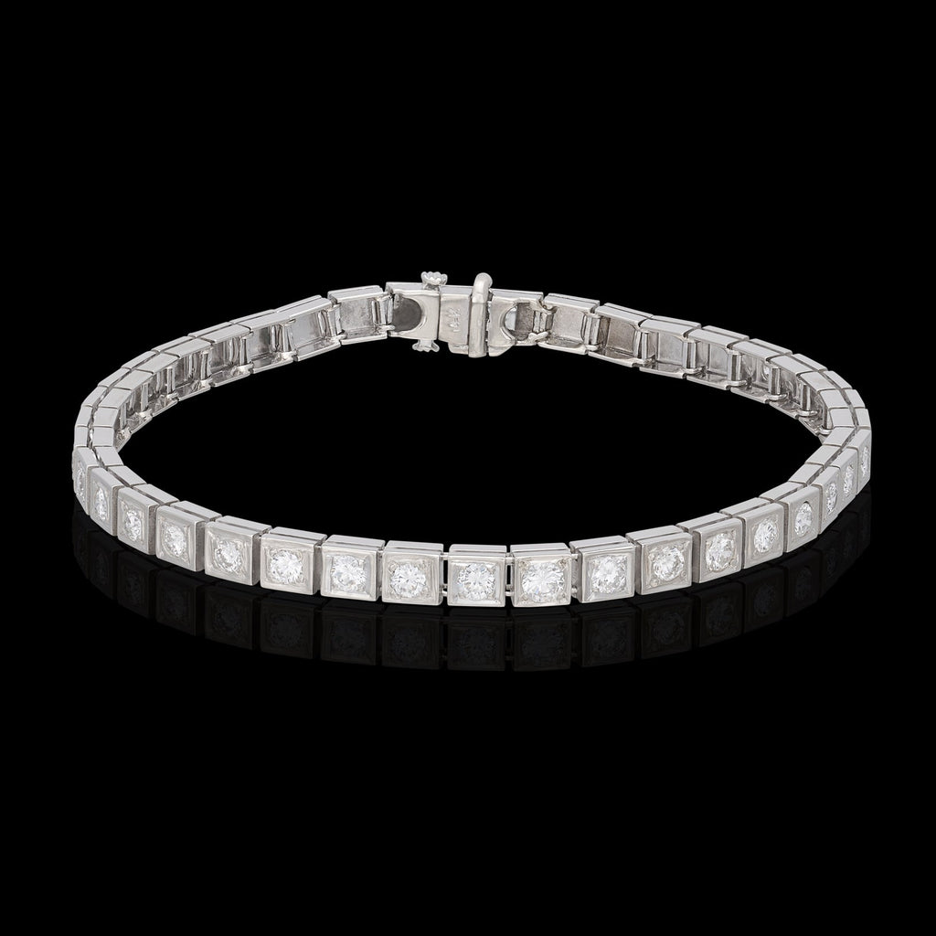 Diamond & 14k White Gold Line Bracelet