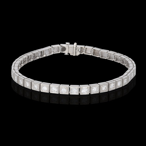 Diamond & 14k White Gold Line Bracelet