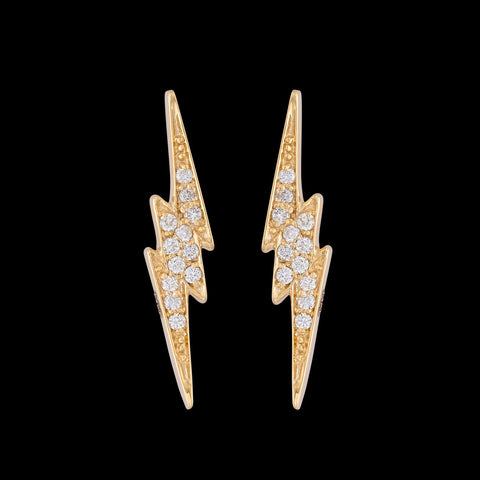 "Lightening Bolt" Diamond & Yellow Gold Earrings