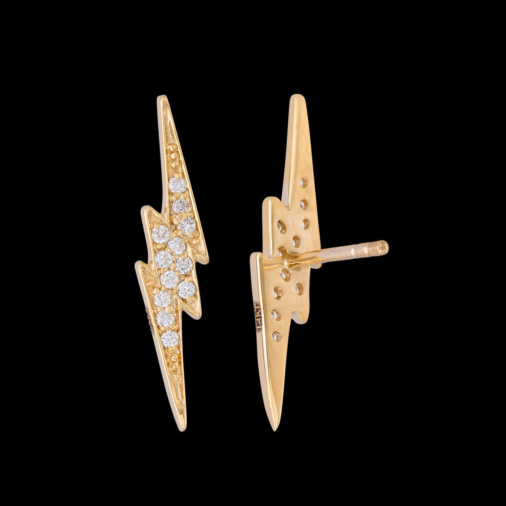 "Lightening Bolt" Diamond & Yellow Gold Earrings