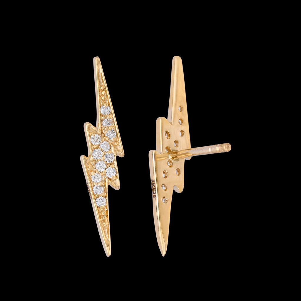 "Lightening Bolt" Diamond & Yellow Gold Earrings