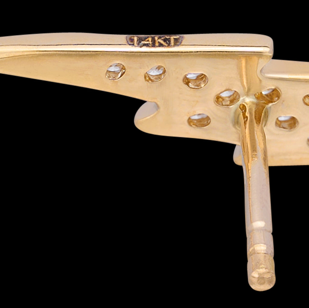 "Lightening Bolt" Diamond & Yellow Gold Earrings