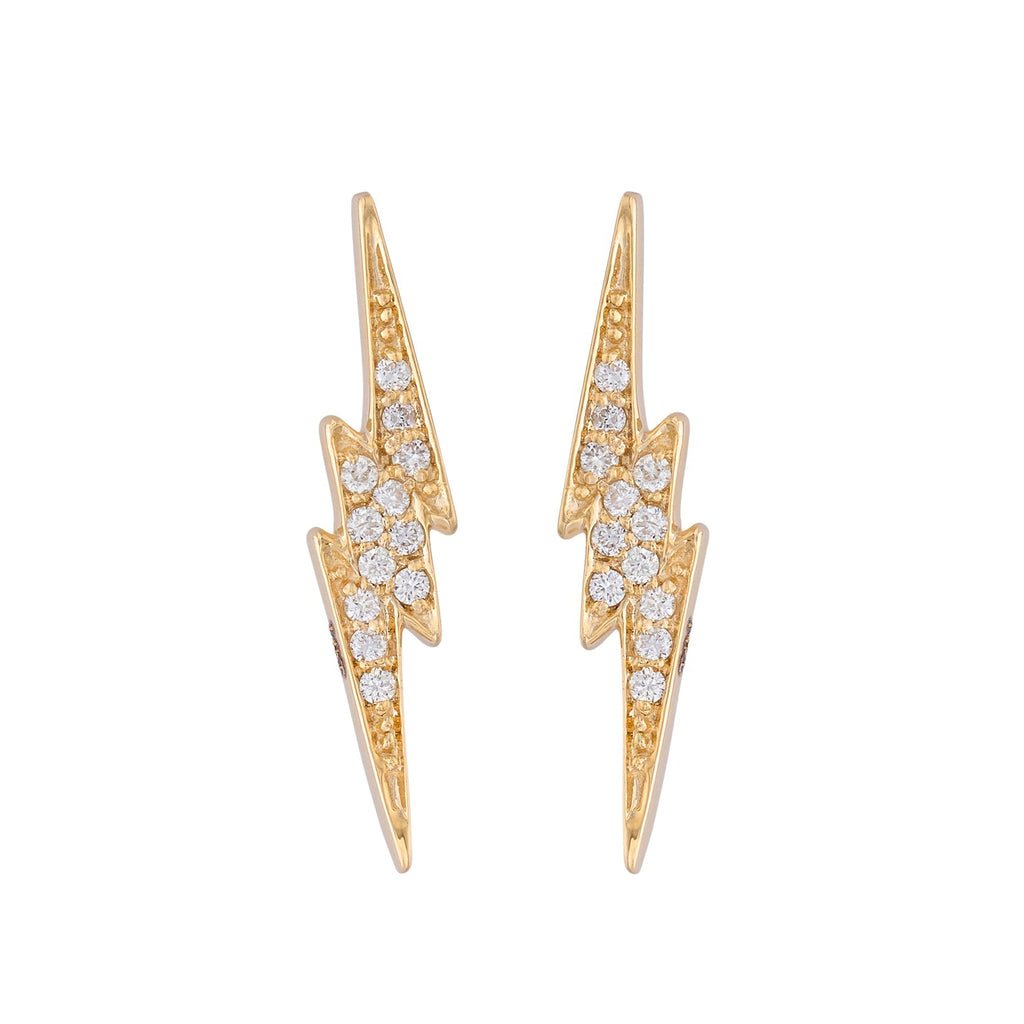 "Lightening Bolt" Diamond & Yellow Gold Earrings