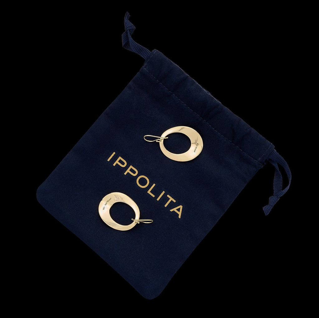 Ippolita Diamond & Gold Mini Wavy Oval Earrings