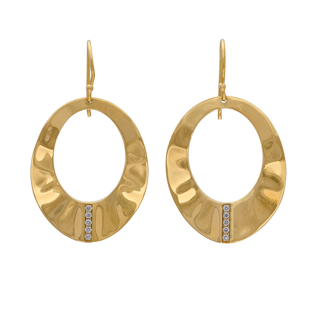 Ippolita Diamond & Gold Mini Wavy Oval Earrings