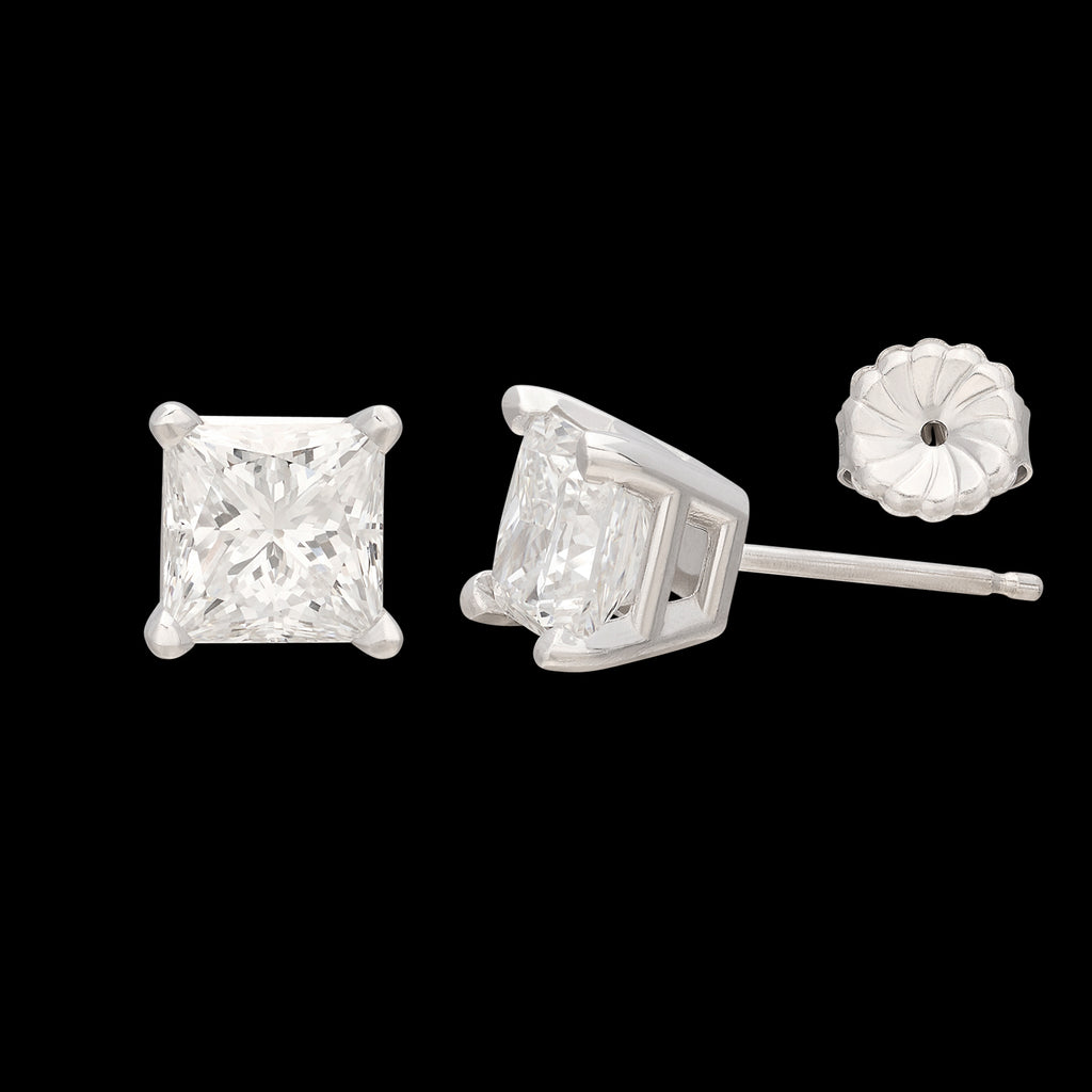 2.03 carat GIA Princess Cut Diamond Stud Earrings