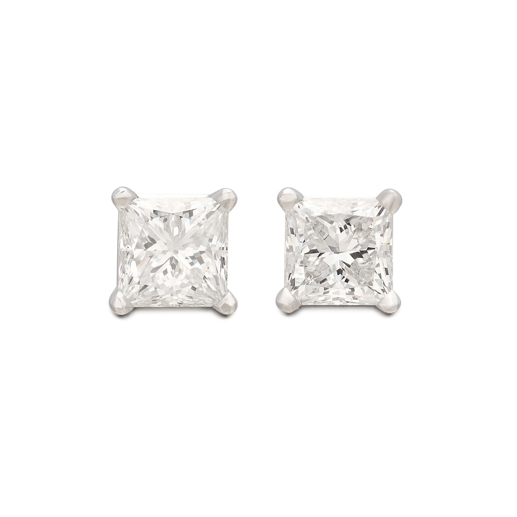 2.03 carat GIA Princess Cut Diamond Stud Earrings