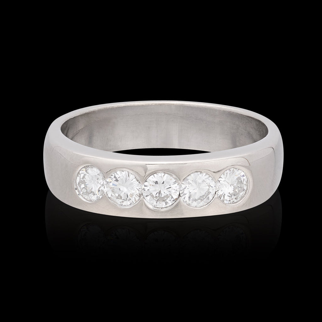 18k White Gold 5-stone Diamond Band Ring
