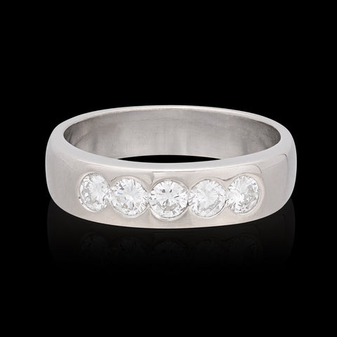 18k White Gold 5-stone Diamond Band Ring