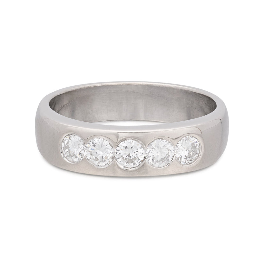 18k White Gold 5-stone Diamond Band Ring