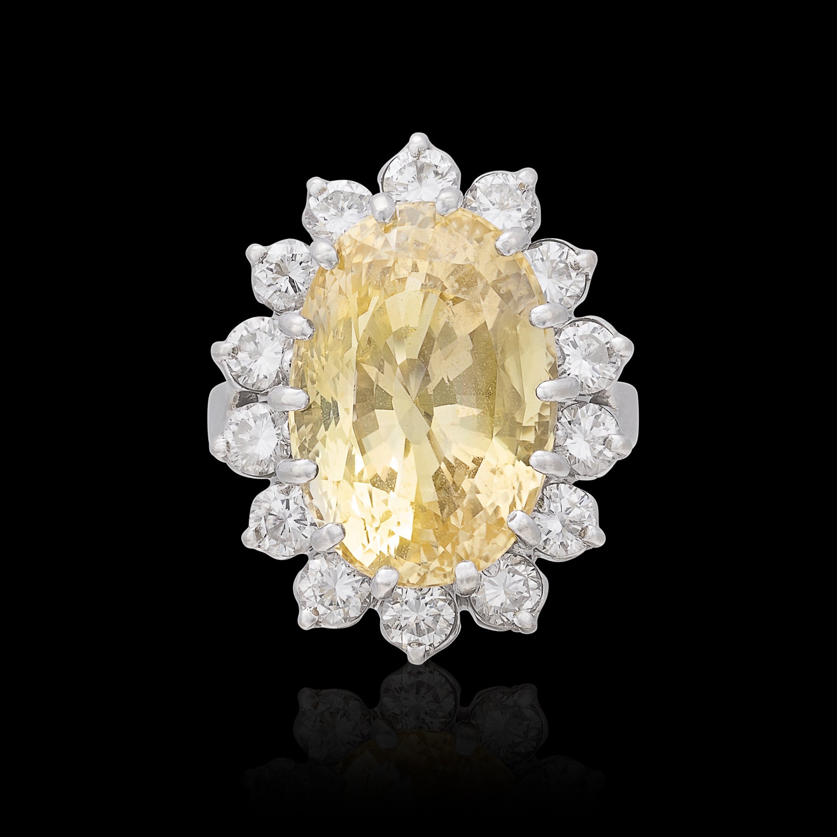 Natural Untreated Radiant Cut Ceylon Yellow Sapphire and Baguette Diamond  Ring in 18k White Gold (GR-5607)