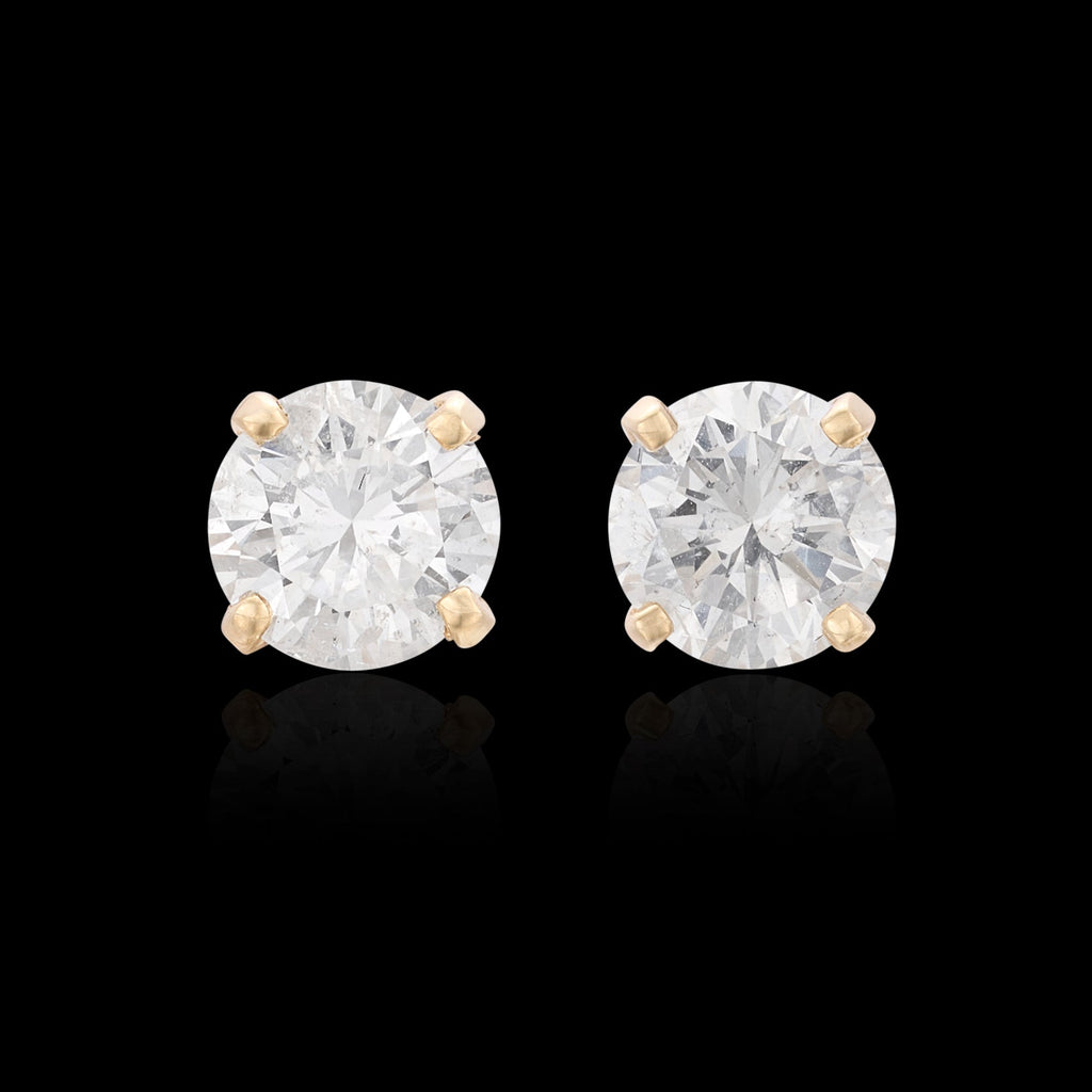 Yellow Gold 1.15 carat Diamond Stud Earrings