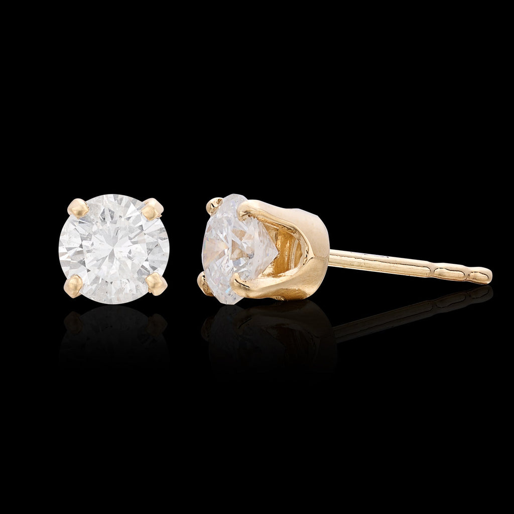 Yellow Gold 1.15 carat Diamond Stud Earrings