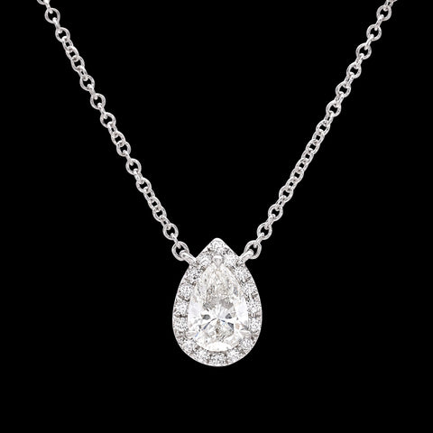 Tiffany & Co. "Soleste" Pear Shaped Diamond Pendant Necklace