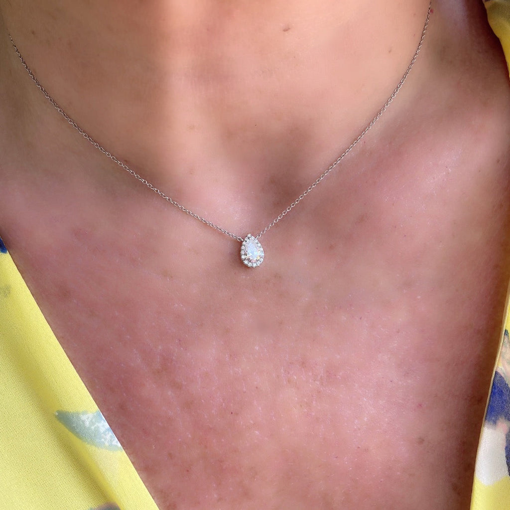 Tiffany & Co. "Soleste" Pear Shaped Diamond Pendant Necklace