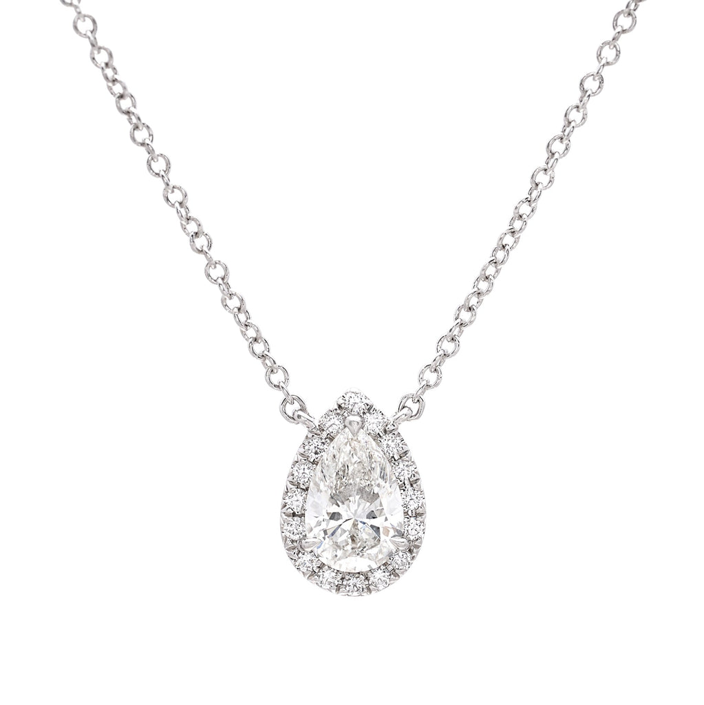 Tiffany & Co. "Soleste" Pear Shaped Diamond Pendant Necklace