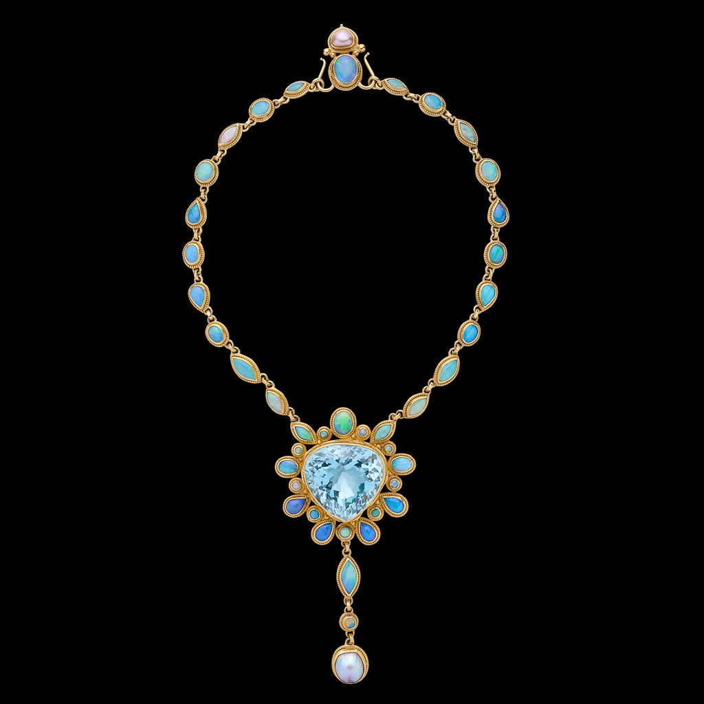 Extraordinary Topaz, Opal & Pearl Gold Necklace by Luna Felix