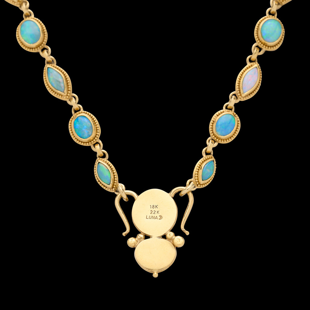 Extraordinary Topaz, Opal & Pearl Gold Necklace by Luna Felix