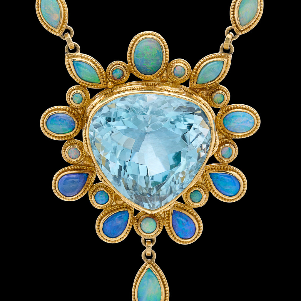 Extraordinary Topaz, Opal & Pearl Gold Necklace by Luna Felix