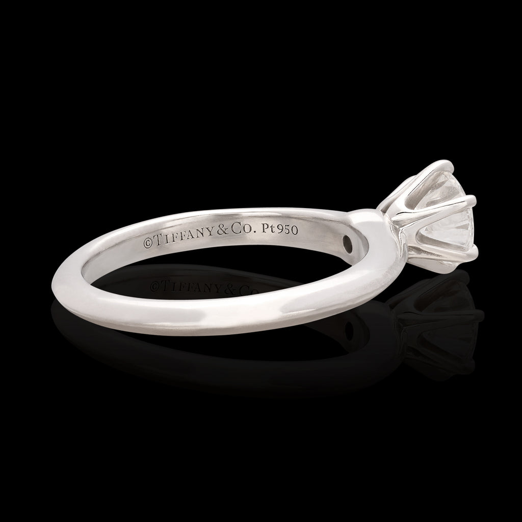 Solitaire Diamond Platinum Engagement Ring by Tiffany & Co.