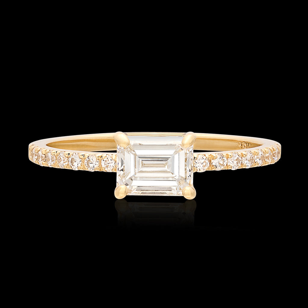 GIA G/VVS1 Emerald Cut & 18k Gold Engagement Ring