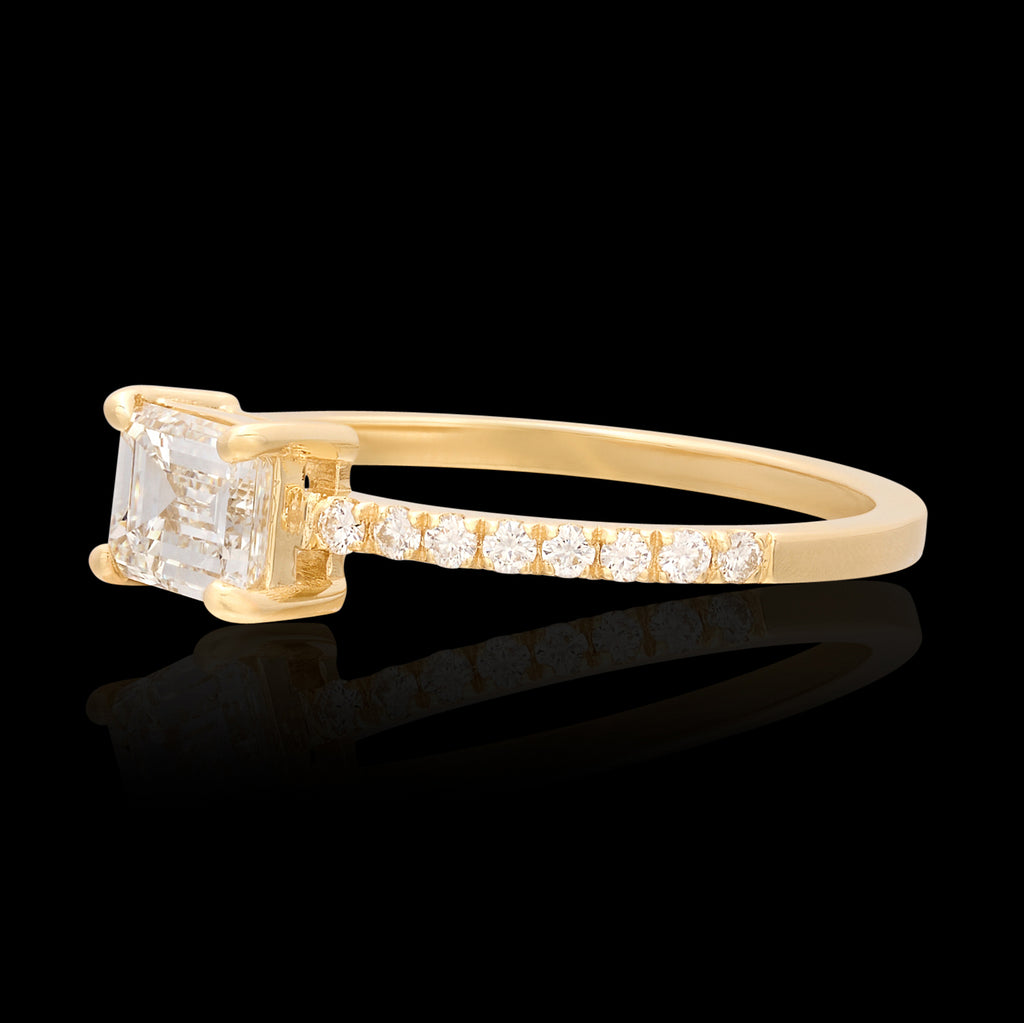 GIA G/VVS1 Emerald Cut & 18k Gold Engagement Ring