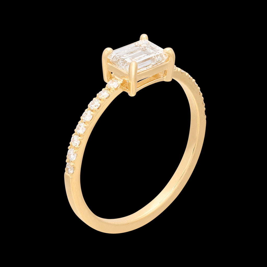 GIA G/VVS1 Emerald Cut & 18k Gold Engagement Ring