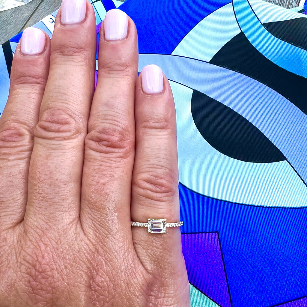 GIA G/VVS1 Emerald Cut & 18k Gold Engagement Ring