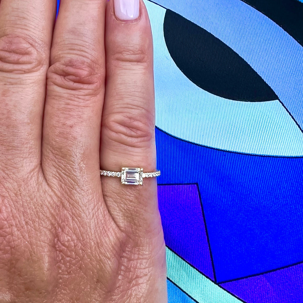 GIA G/VVS1 Emerald Cut & 18k Gold Engagement Ring