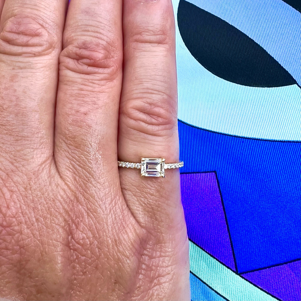 GIA G/VVS1 Emerald Cut & 18k Gold Engagement Ring