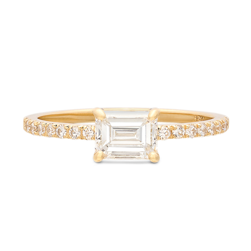 GIA G/VVS1 Emerald Cut & 18k Gold Engagement Ring