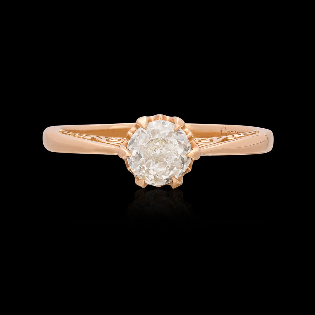 Elegant 18k Rose Gold Crown Jubilee Diamond Ring