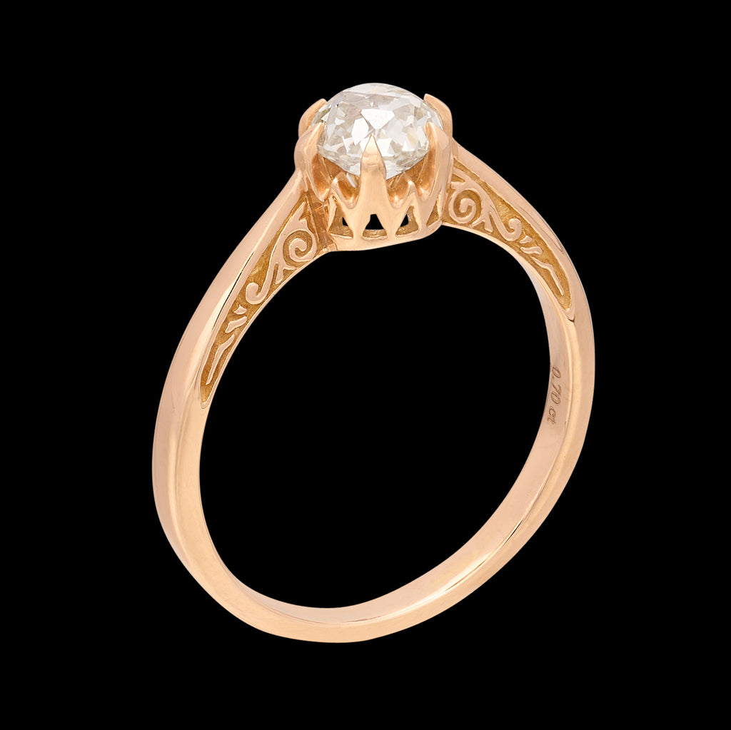 Elegant 18k Rose Gold Crown Jubilee Diamond Ring