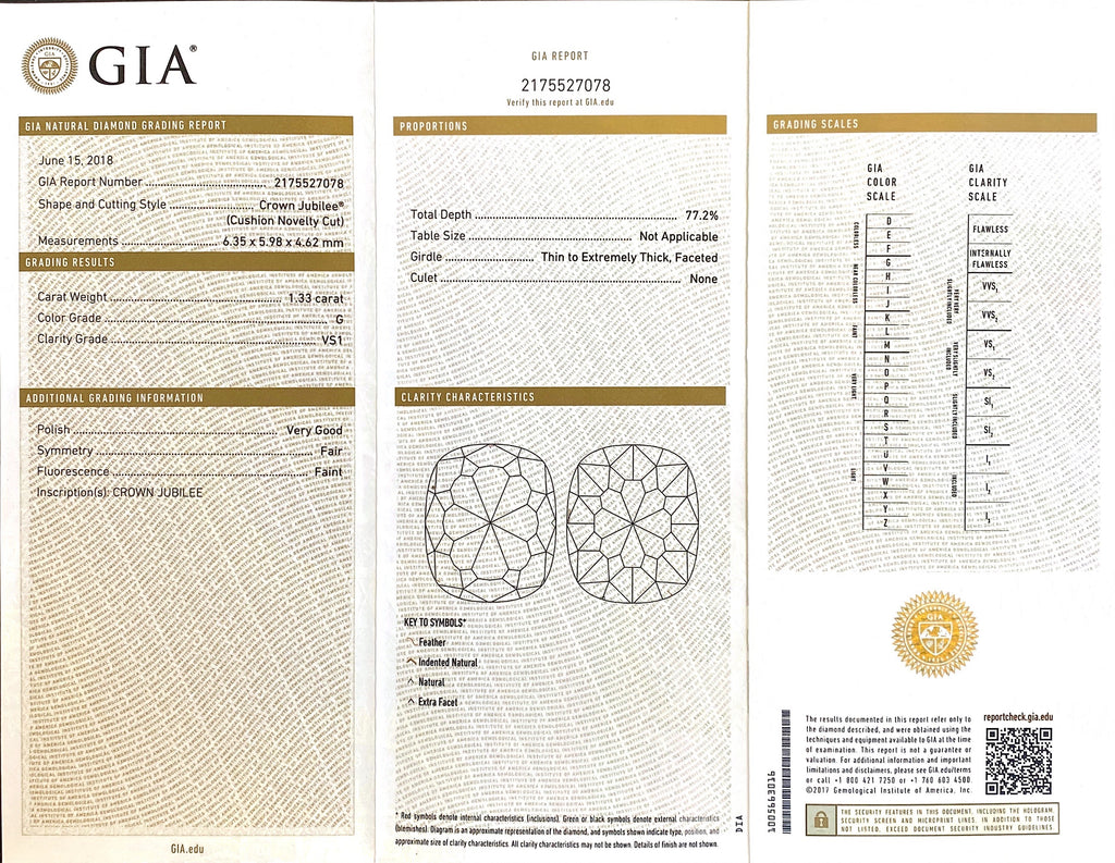 Stunning 1.33ct GIA Crown Jubilee Platinum Diamond Ring