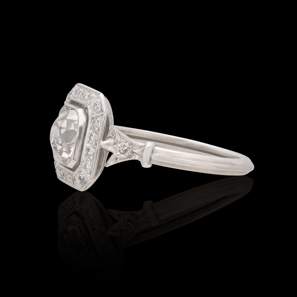 Fabulous 1.02ct Old Mine Cut Platinum Diamond Ring