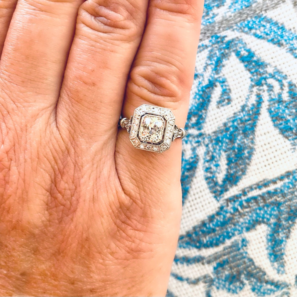 Fabulous 1.02ct Old Mine Cut Platinum Diamond Ring