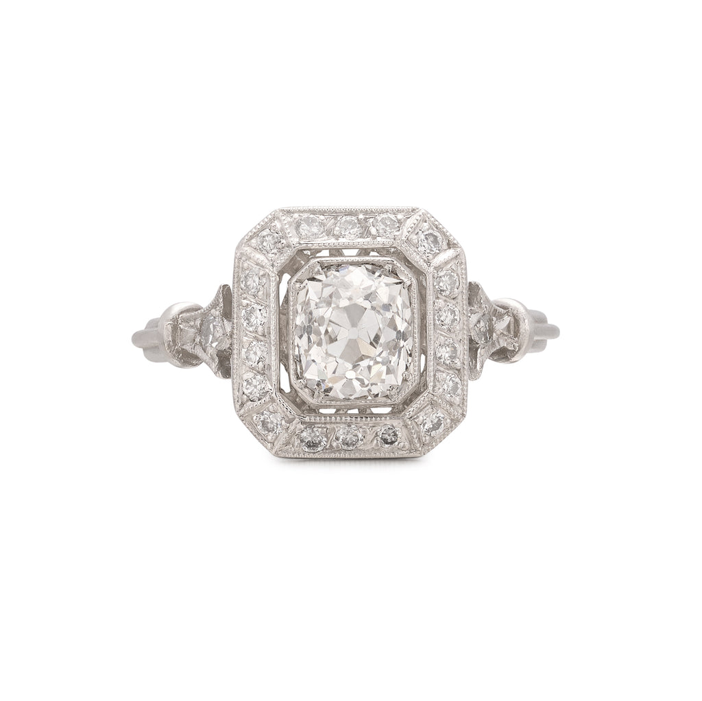 Fabulous 1.02ct Old Mine Cut Platinum Diamond Ring