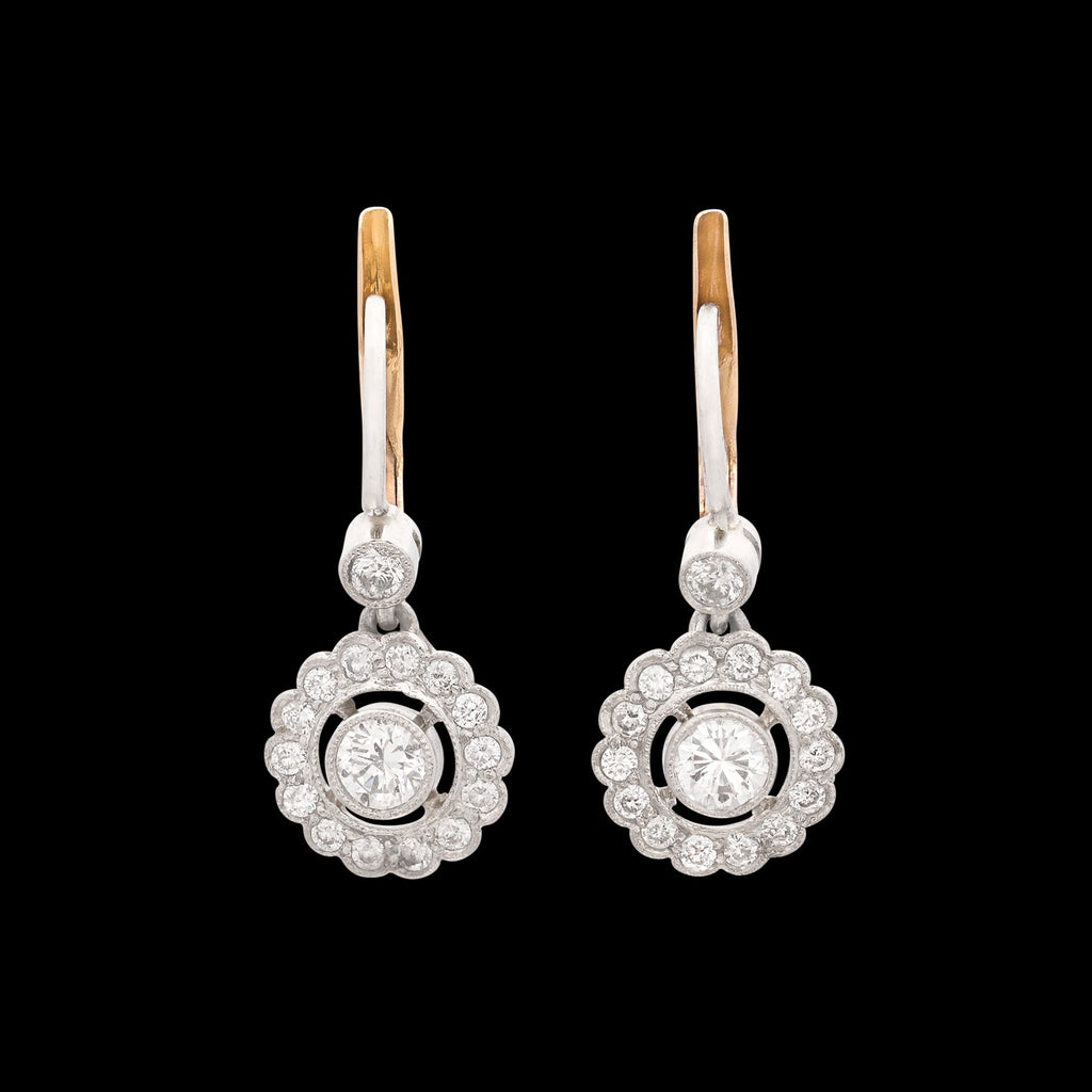 Platinum Diamond Halo Earrings