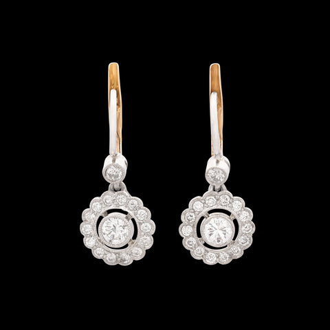 Platinum Diamond Halo Earrings
