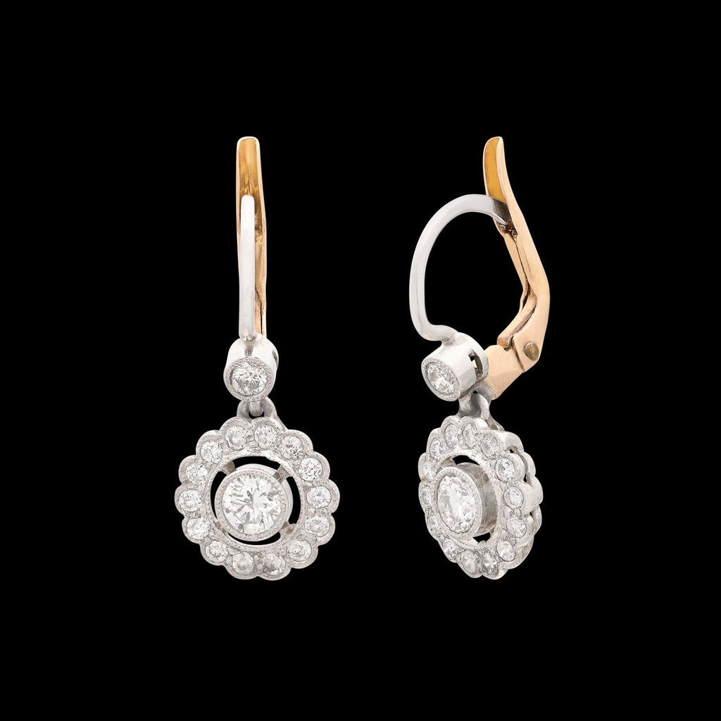 Platinum Diamond Halo Earrings