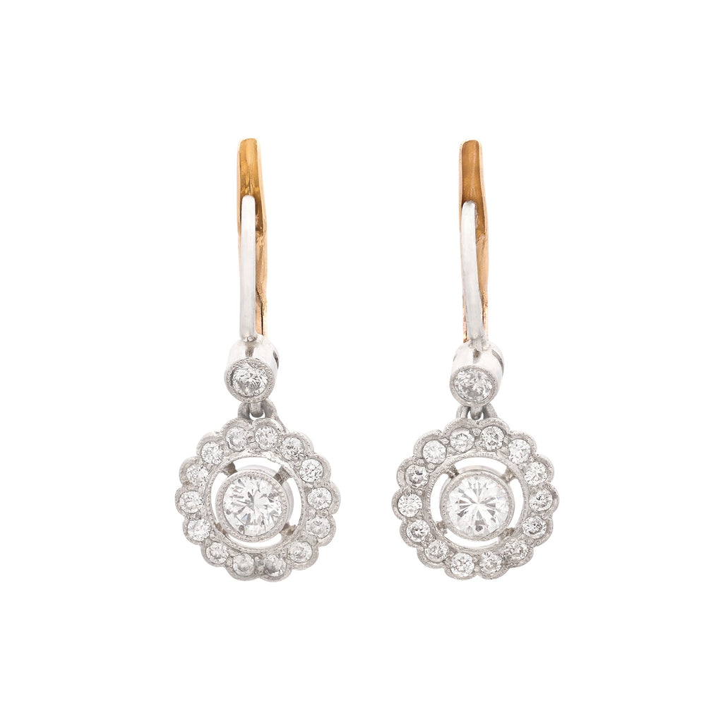 Platinum Diamond Halo Earrings