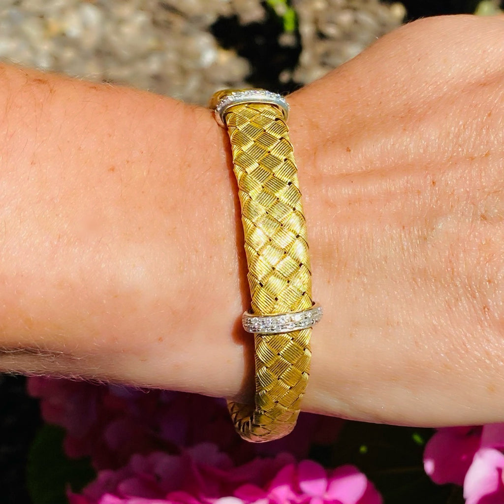 18k Yellow & White Gold Diamond & Sapphire Bracelet