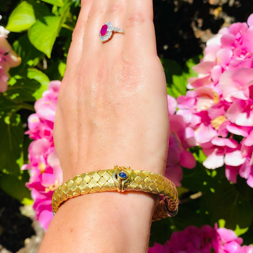 18k Yellow & White Gold Diamond & Sapphire Bracelet