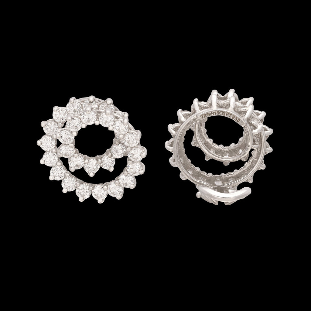 Tiffany & Co Diamond Swirl Platinum Earrings